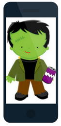 Frankenstein holding grape soda - sample seasonal promotion ad 